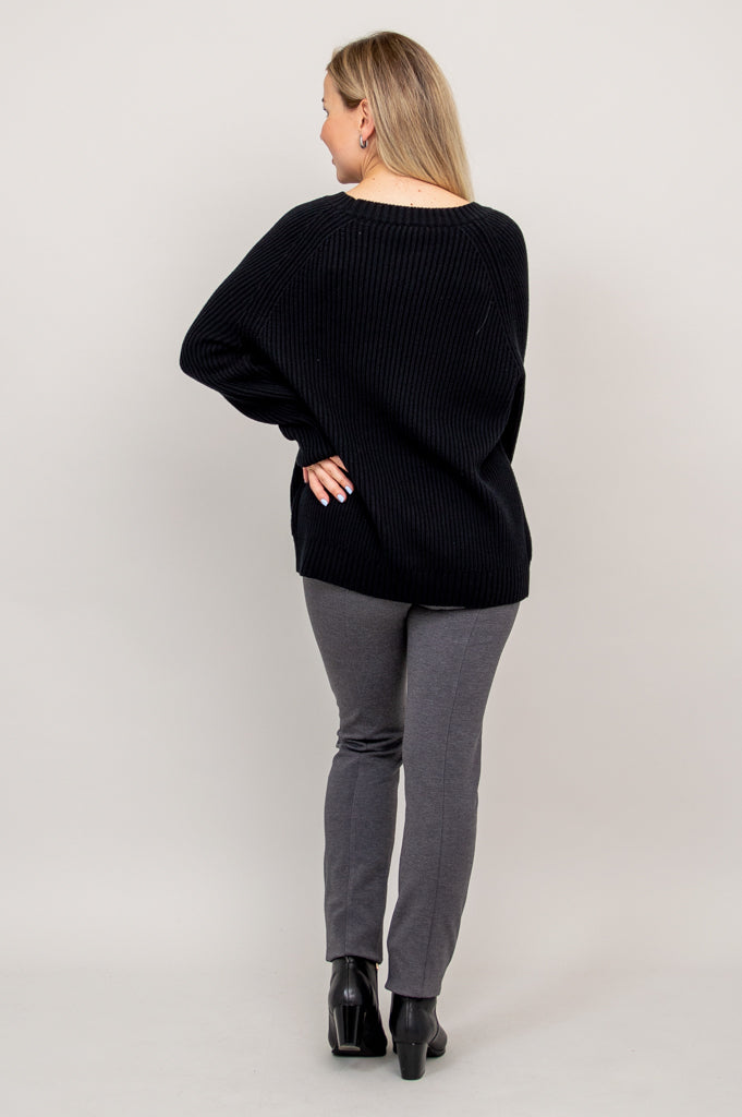 Davis Sweater, Black, Cotton