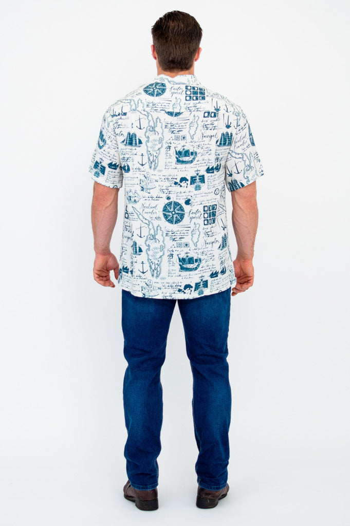 Dino Shirt, Nautical, Woven Bamboo