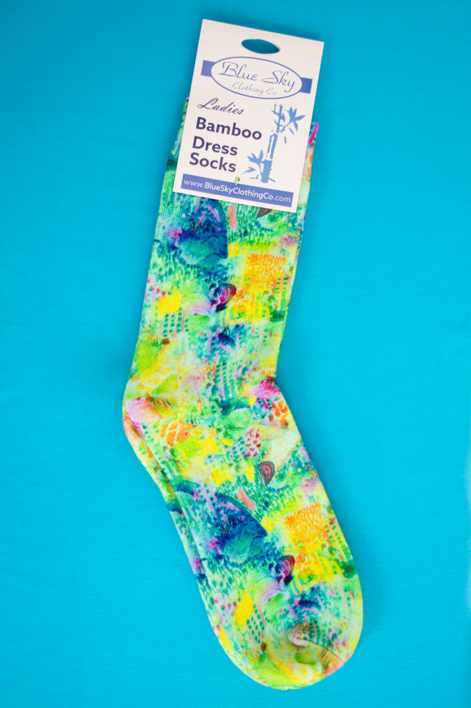 Ladies Bamboo Dress Socks, Assorted Prints