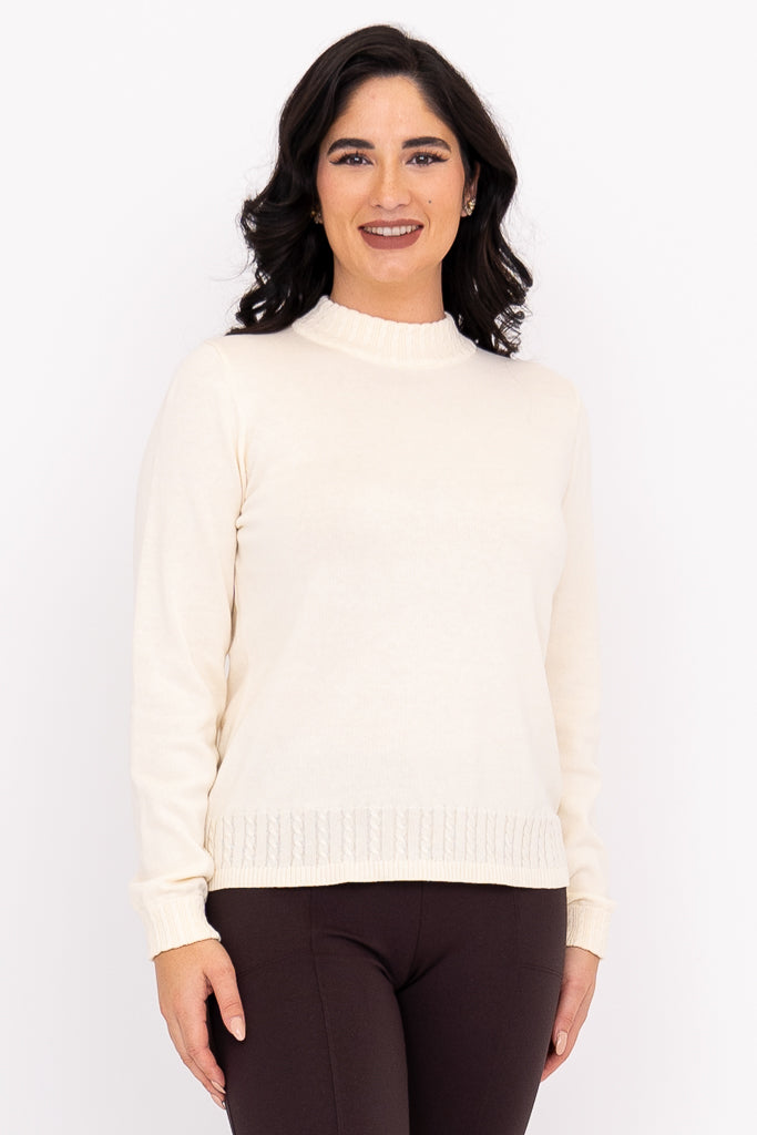 Ella Sweater, Cream, Cotton