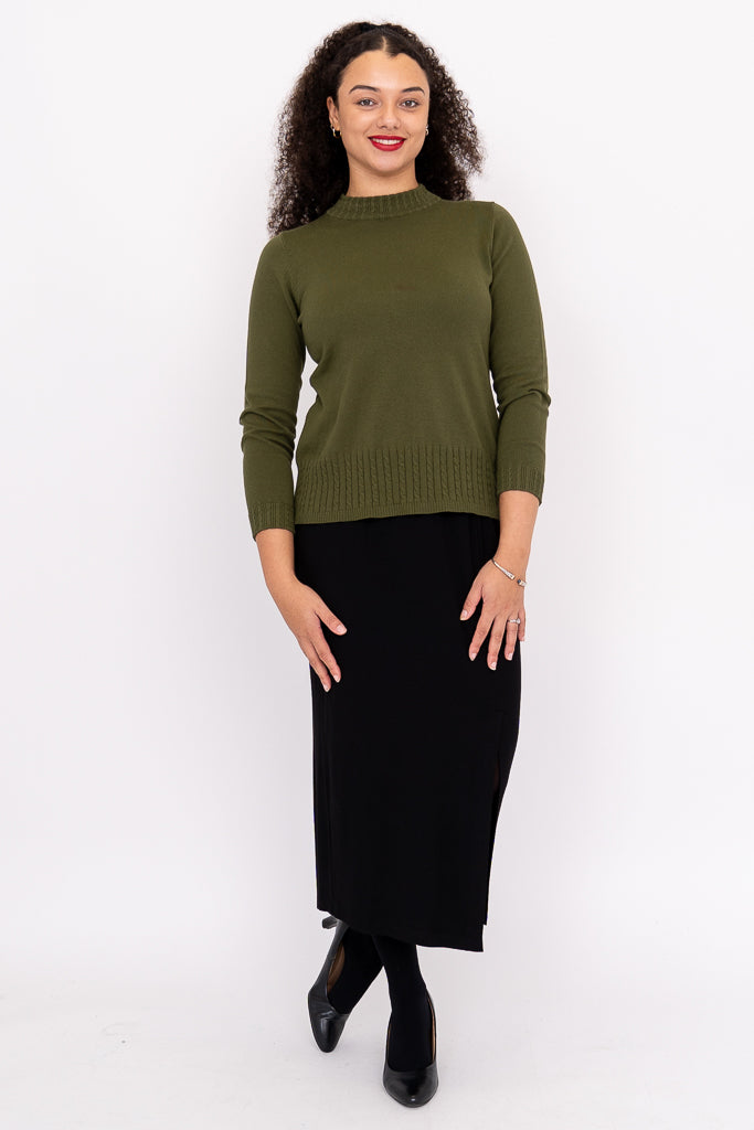 Ella Sweater, Khaki, Cotton