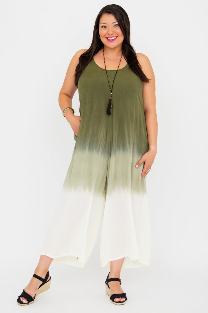 Ender Jumpsuit, Green Dip-Dye