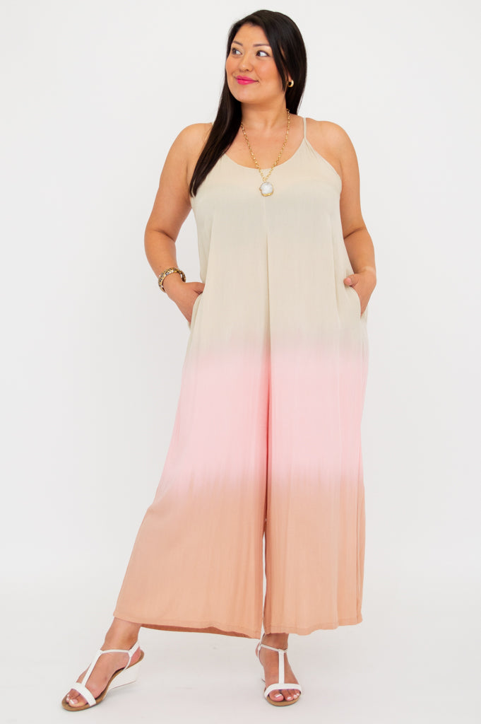 Ender Jumpsuit, Tan Dip-Dye