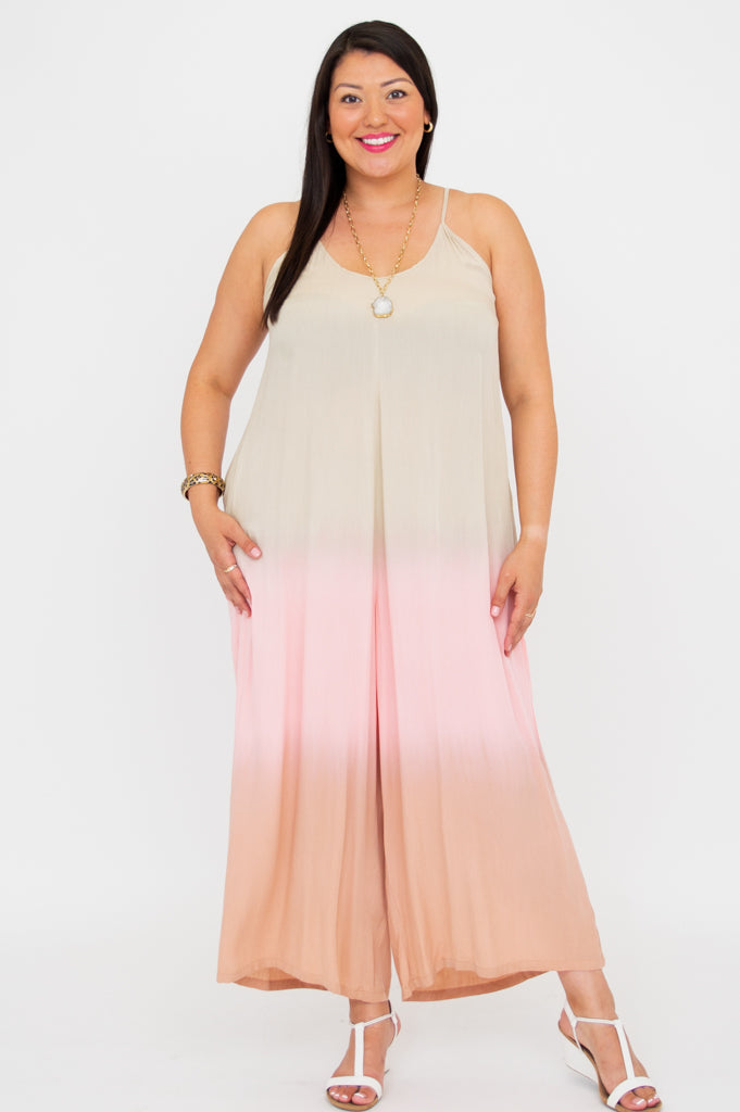 Ender Jumpsuit, Tan Dip-Dye