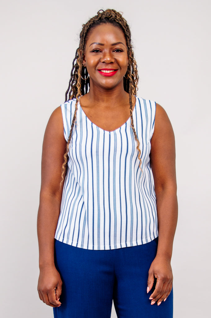 Havana Tank, Indigo Stripe, Linen Bamboo – LTD CAD Retail Blue Sky