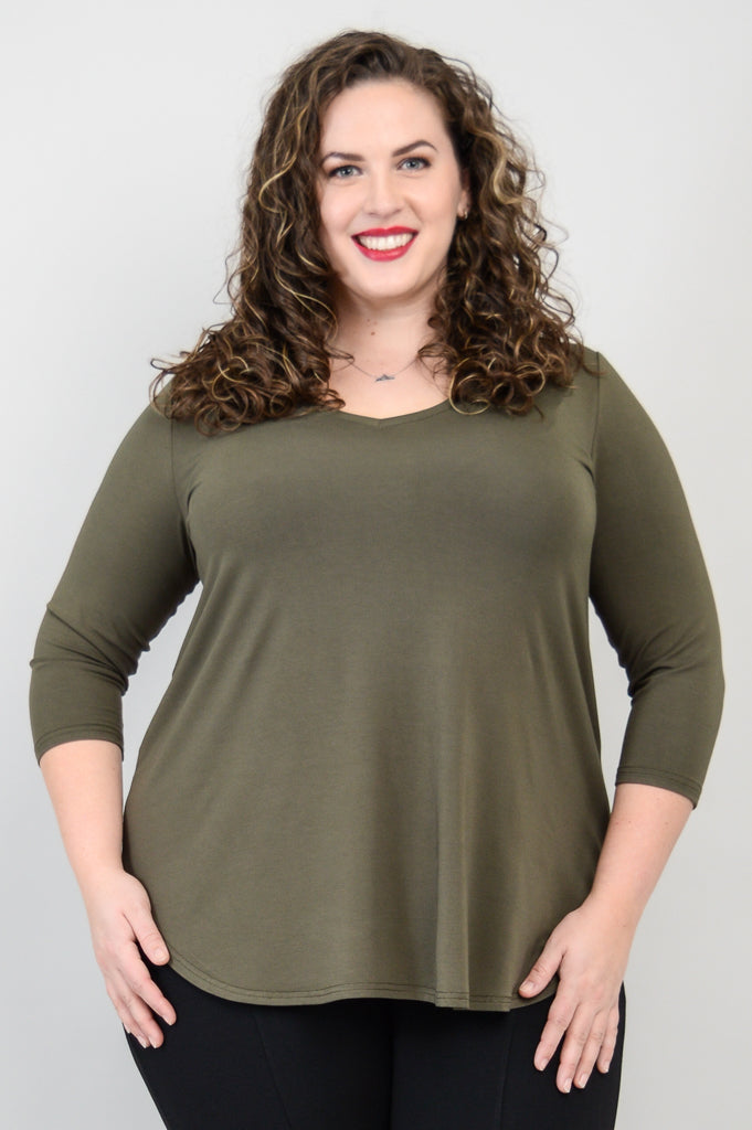 Jackie 3/4 Sleeve, Khaki, Bamboo