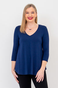 Jackie 3/4 Sleeve, Indigo, Bamboo