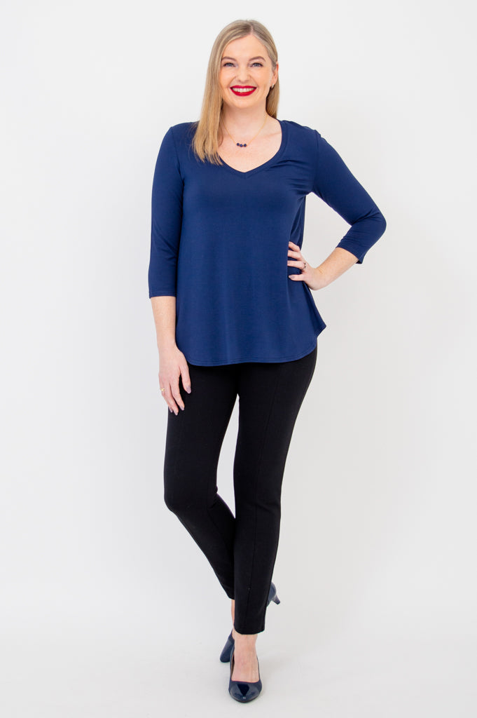 Jackie 3/4 Sleeve, Indigo, Bamboo