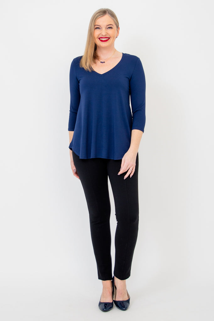 Jackie 3/4 Sleeve, Indigo, Bamboo