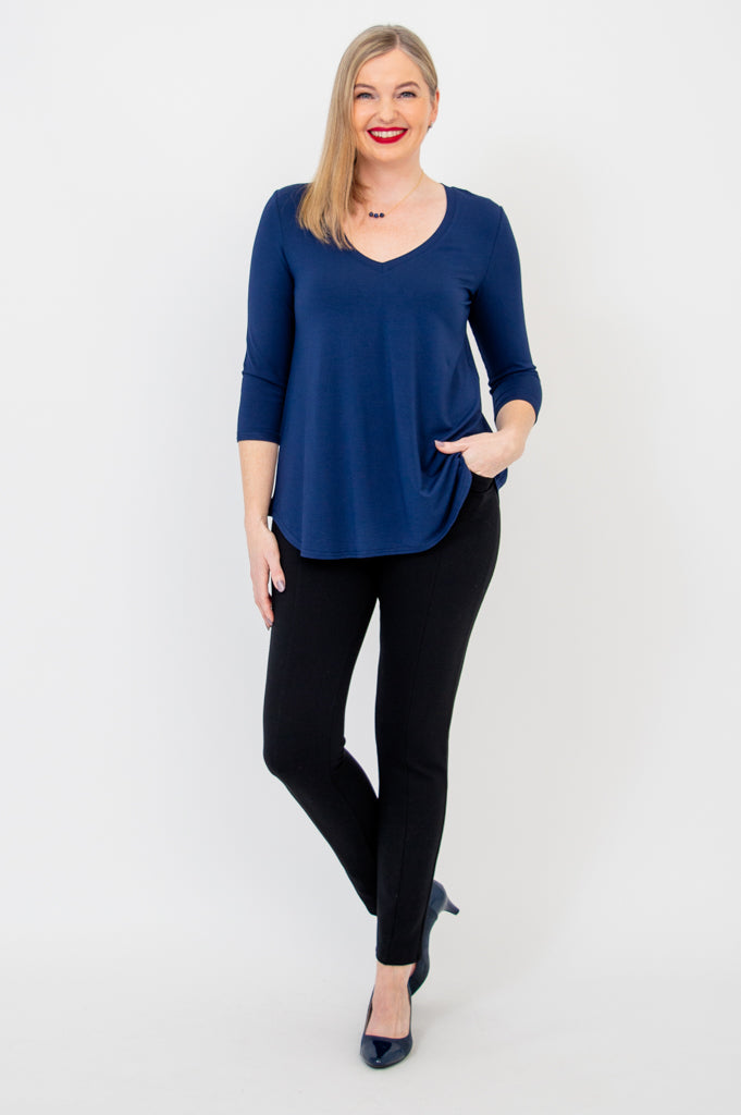 Jackie 3/4 Sleeve, Indigo, Bamboo