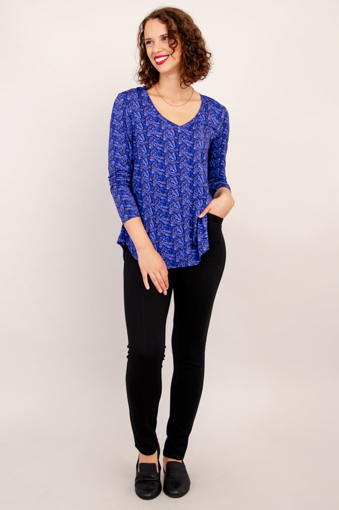 Jackie Long Sleeve, Midnight Leaves, Bamboo