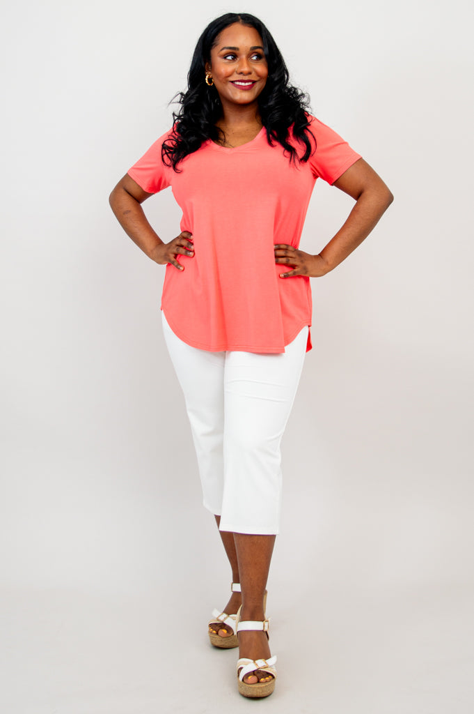 Jackie S/S Top, Coral, Bamboo