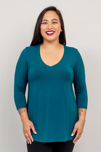 Jackie 3/4 Top, Teal, Bamboo