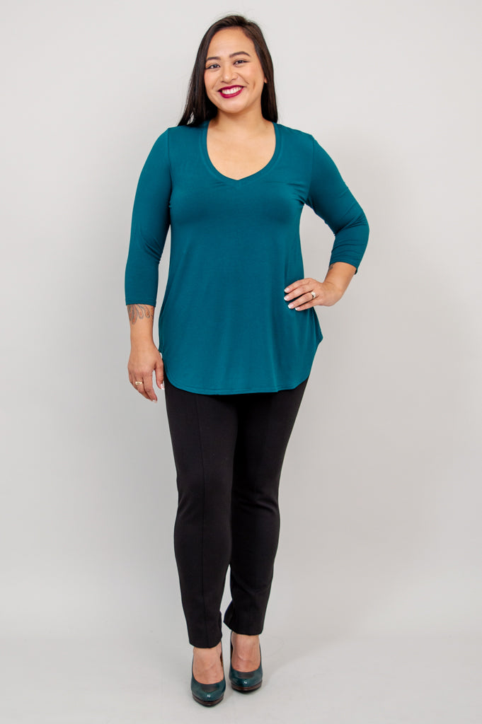 Jackie 3/4 Top, Teal, Bamboo