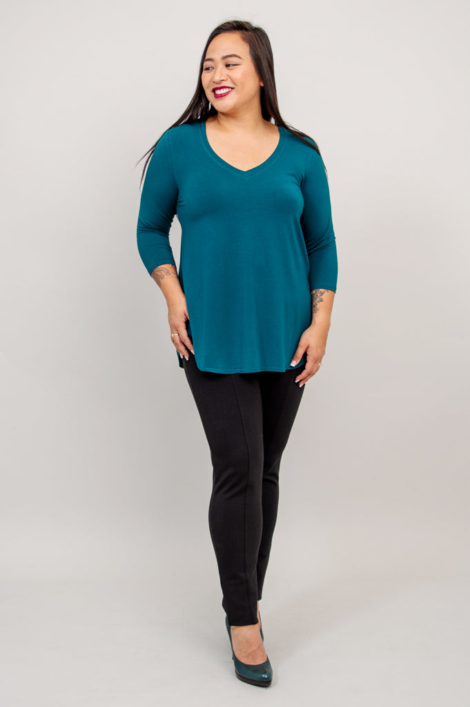 Jackie 3/4 Top, Teal, Bamboo