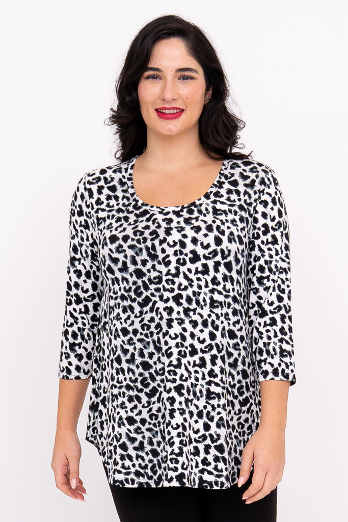 Jazz 3/4 Top, BW Leopard, Bamboo