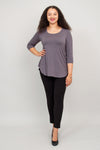 Jazz 3/4 Slv Top, Charcoal, Bamboo - Final Sale