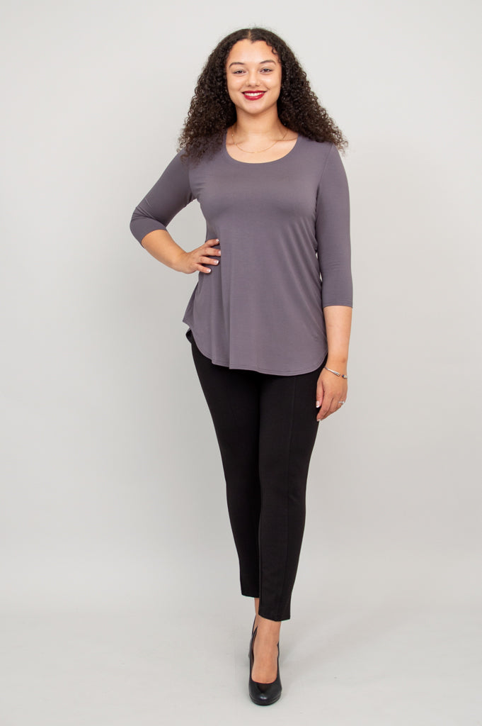 Jazz 3/4 Slv Top, Charcoal, Bamboo - Final Sale