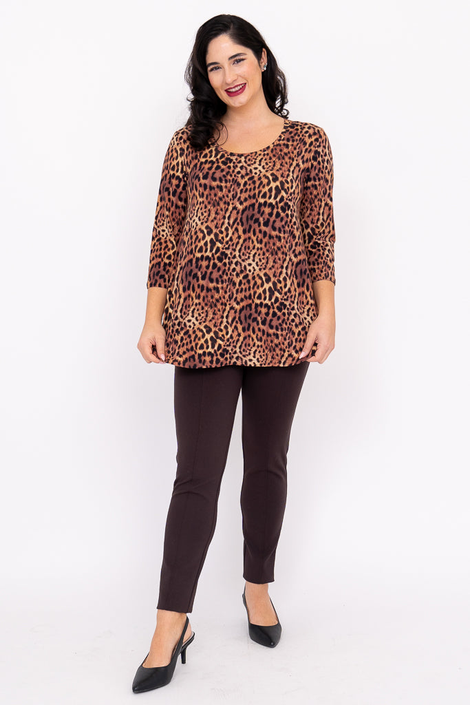 Jazz 3/4 Top, Chocolate Leopard, Bamboo