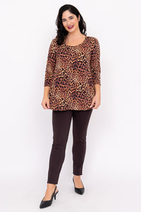 Jazz 3/4 Top, Chocolate Leopard, Bamboo