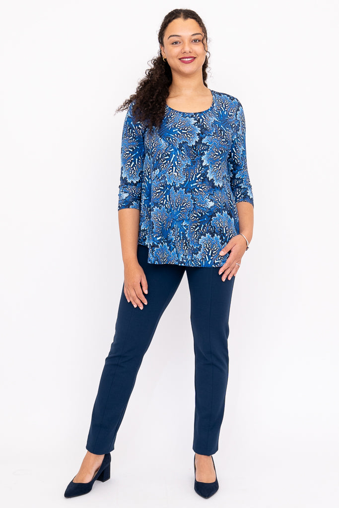 Jazz 3/4 Top, Cobalt Fossil, Bamboo