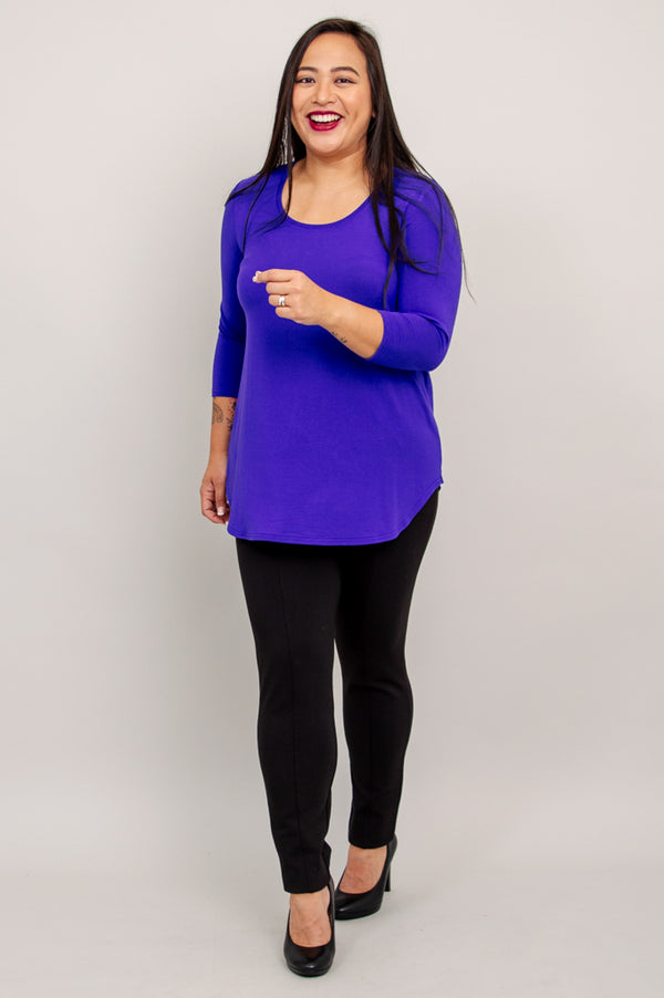 Jazz 3/4 Slv Top, Violet, Bamboo