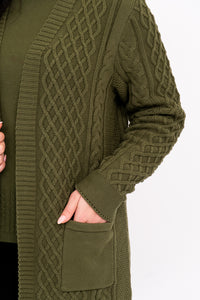 Jenny Cardigan, Khaki, Cotton