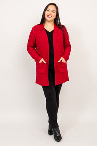 Jenny Cardigan, Red, Bamboo Cotton