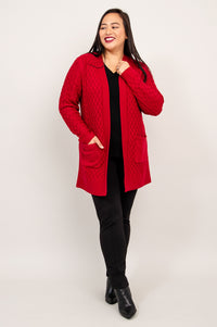 Jenny Cardigan, Red, Bamboo Cotton