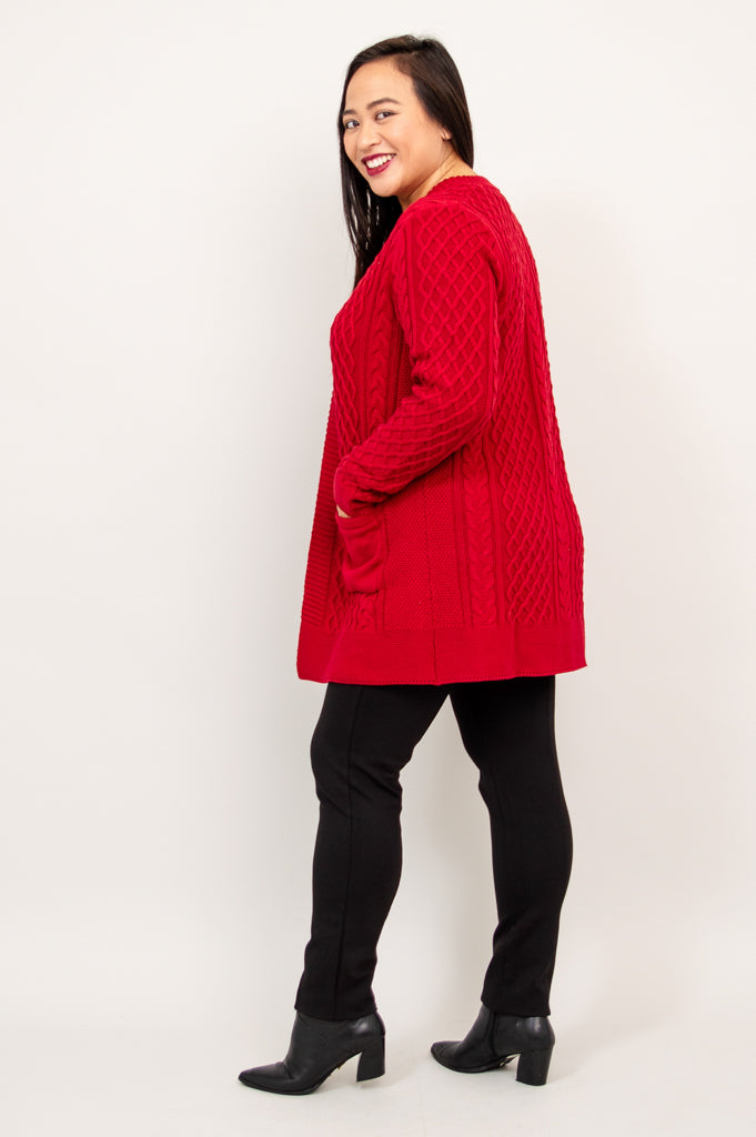 Jenny Cardigan, Red, Bamboo Cotton