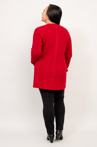 Jenny Cardigan, Red, Bamboo Cotton