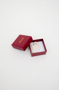 White Pearl Necklace with Crimson Red Gift Box