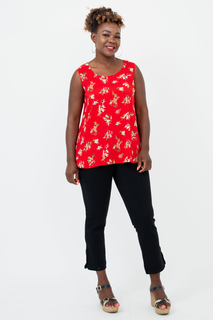 Jimmy Tank, Red Ditsy, Linen Bamboo