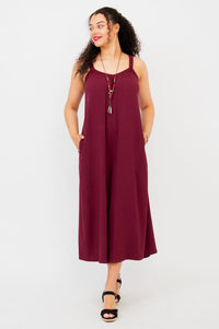 Joanna Jumpsuit, Burgundy, Linen Bamboo