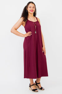 Joanna Jumpsuit, Burgundy, Linen Bamboo