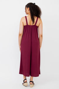 Joanna Jumpsuit, Burgundy, Linen Bamboo