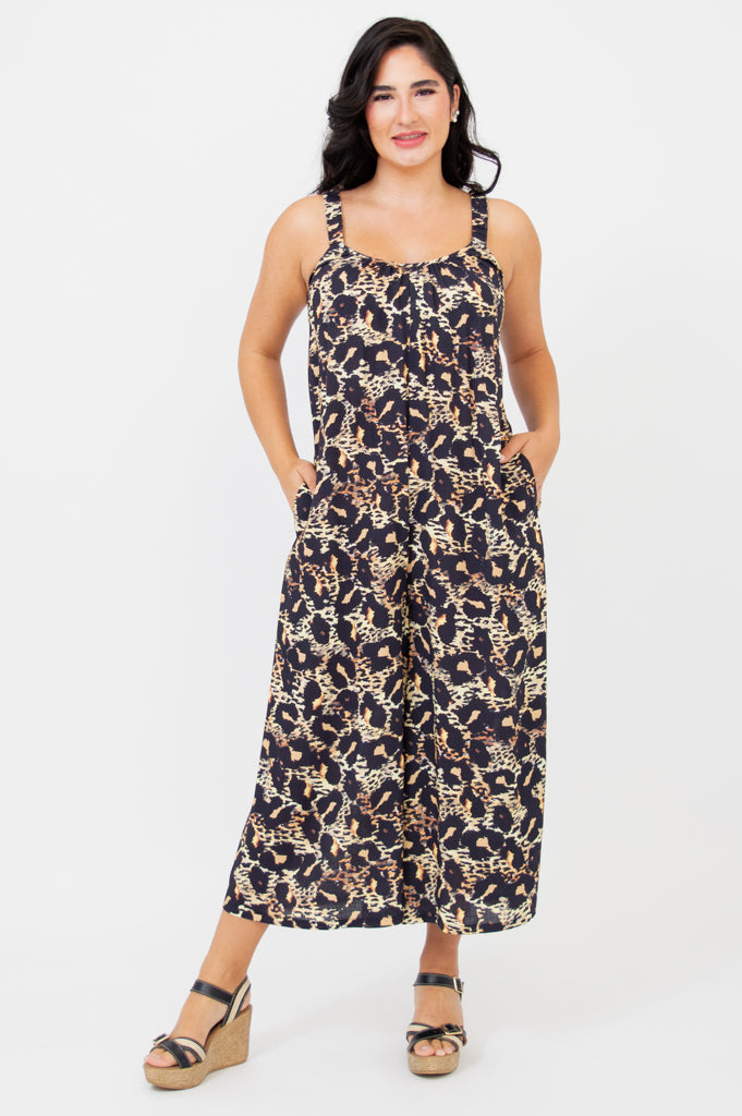 Joanna Jumpsuit, Leopard, Linen Bamboo