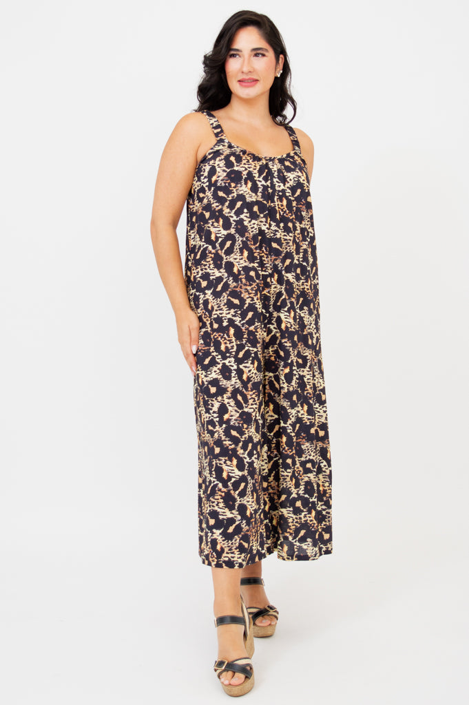 Joanna Jumpsuit, Leopard, Linen Bamboo