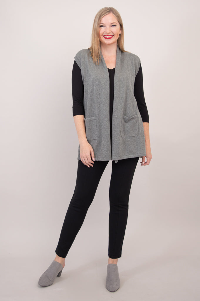 Black pants grey cardigan hotsell