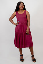 Juni Dress, Burgundy, Linen Bamboo