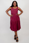 Juni Dress, Burgundy, Linen Bamboo