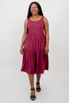 Juni Dress, Burgundy, Linen Bamboo