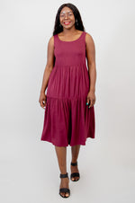 Juni Dress, Burgundy, Linen Bamboo