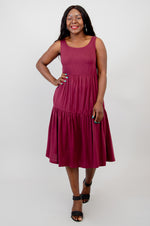 Juni Dress, Burgundy, Linen Bamboo