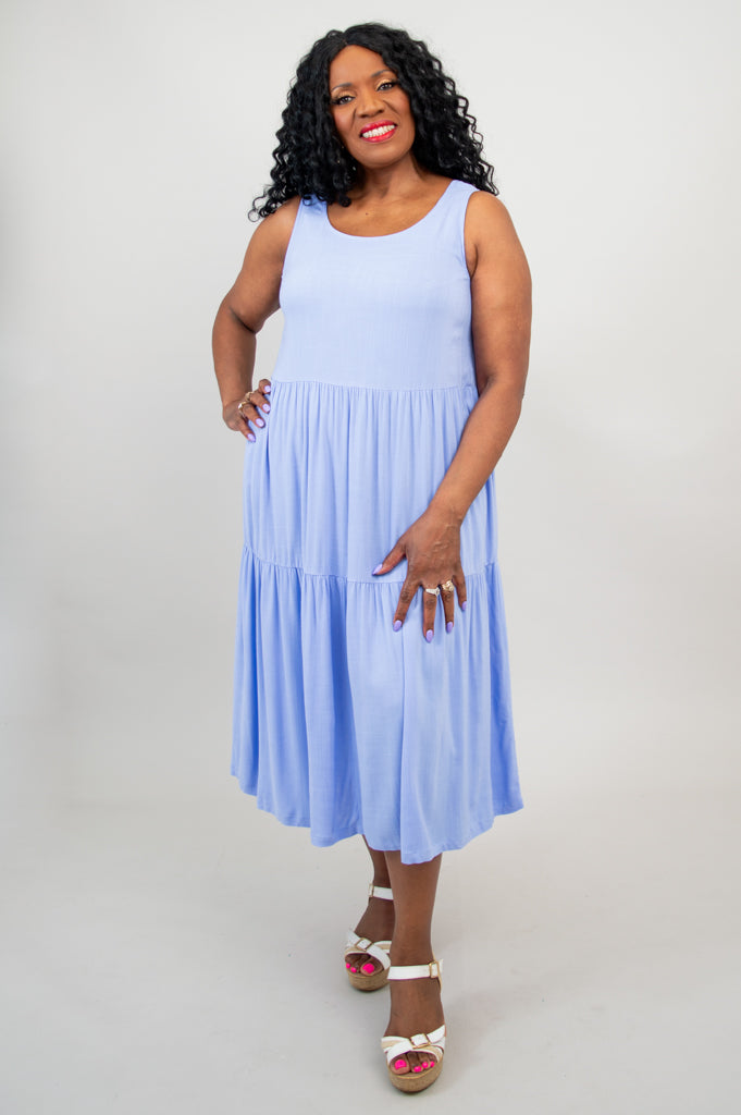 Juni Dress, Periwinkle, Linen Bamboo