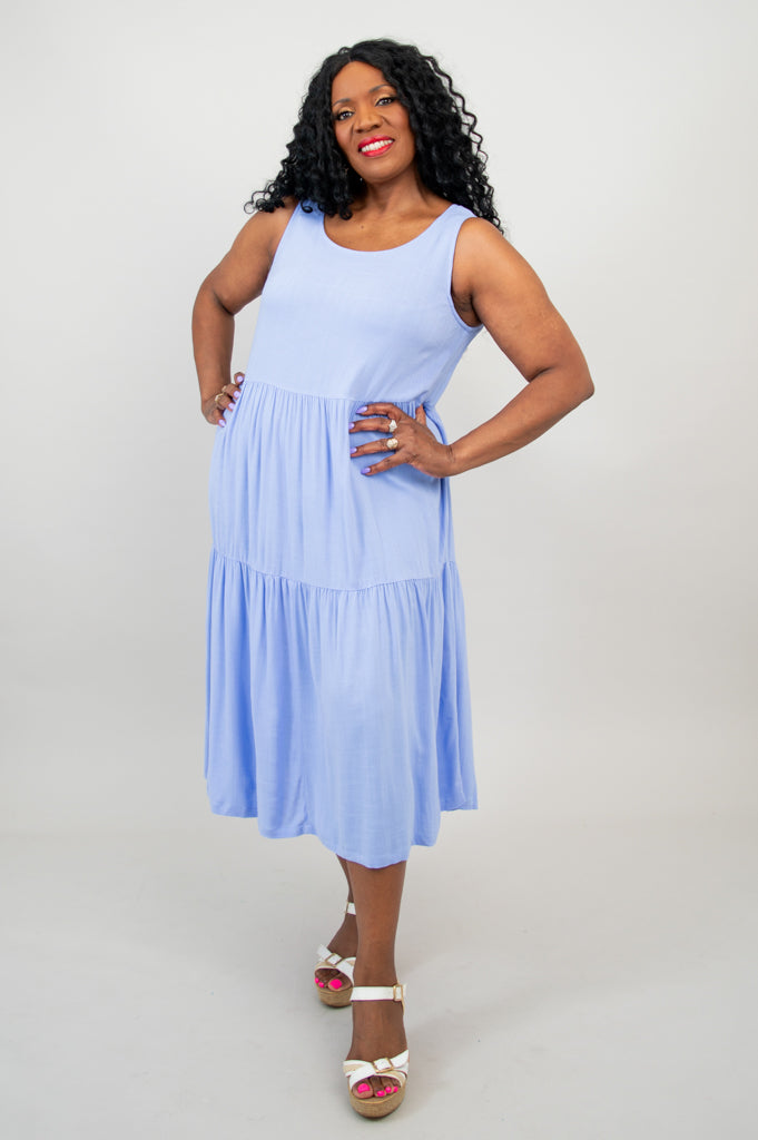 Juni Dress, Periwinkle, Linen Bamboo