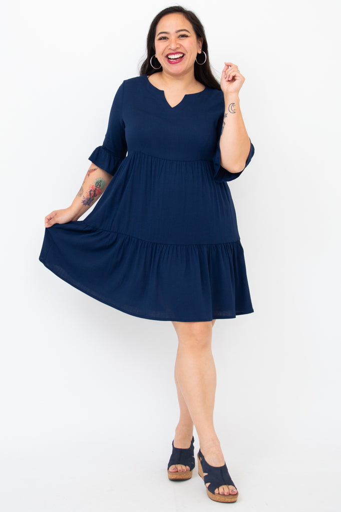 Karena Dress, Indigo, Linen Bamboo