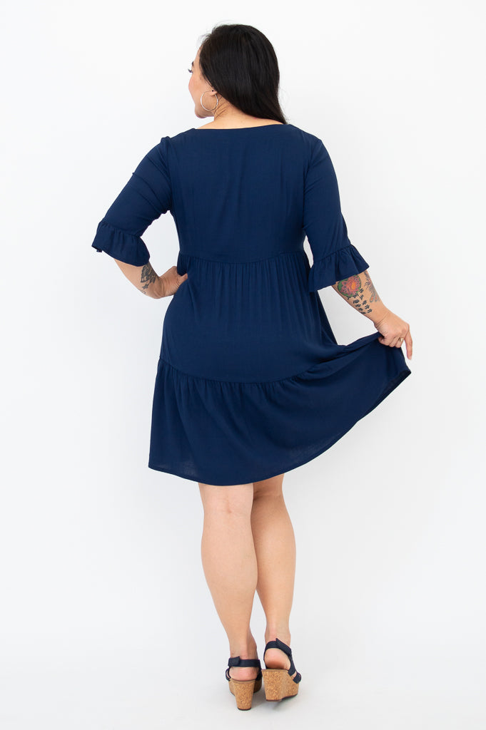 Karena Dress, Indigo, Linen Bamboo