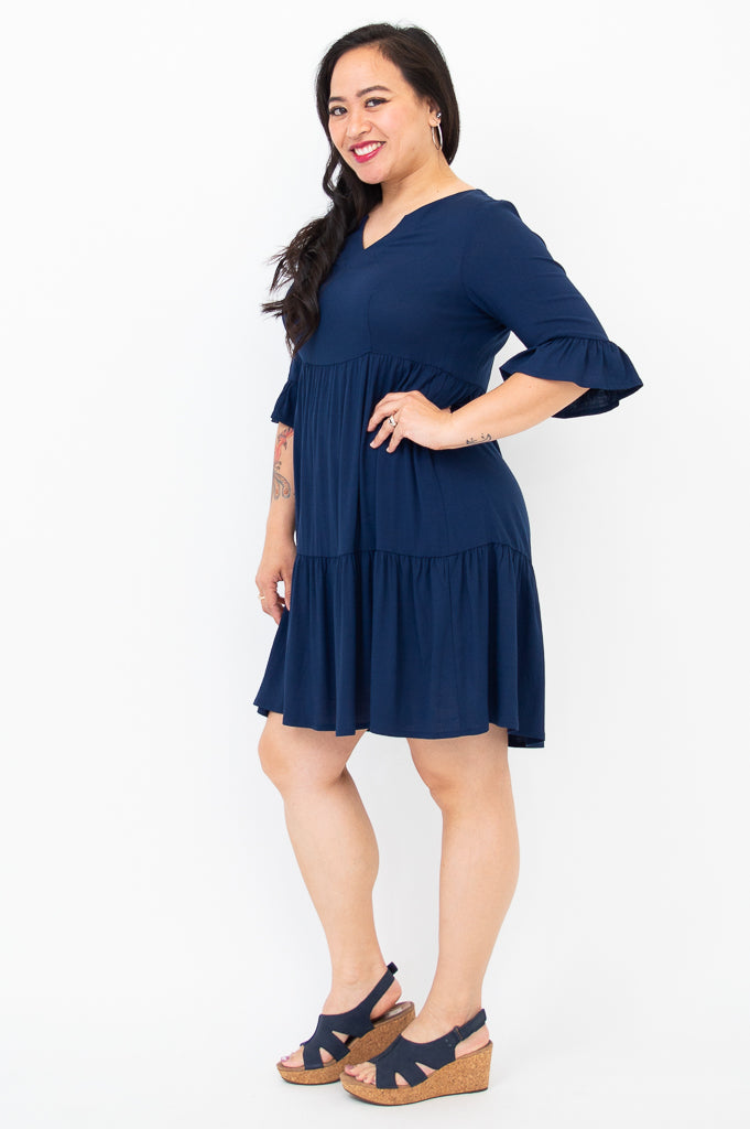 Karena Dress, Indigo, Linen Bamboo