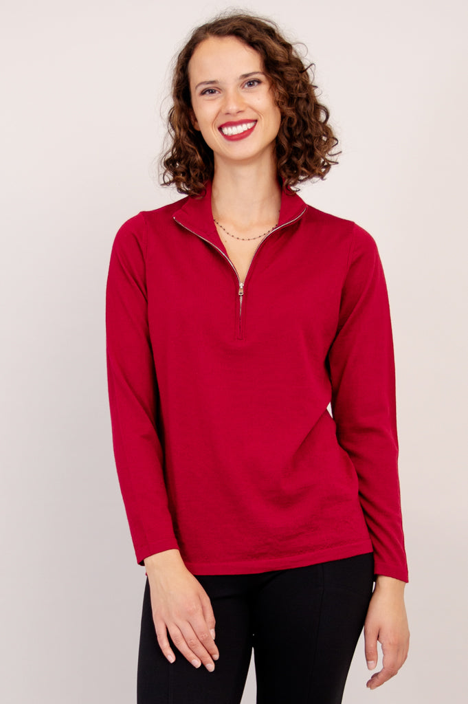 Kayla Sweater, Red, 100% Merino Wool